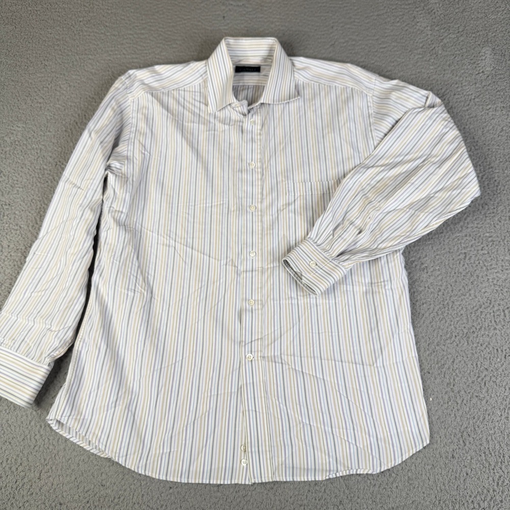 Canali Dress Shirt Men 42 16.5 Multicolor Striped Long Sleeve Button Down Italy